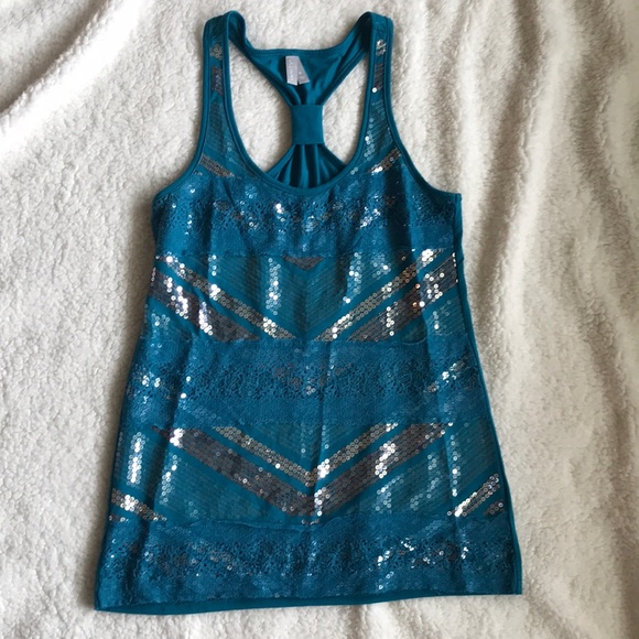 Vanity Tops - Vanity Sequined Racerback Tank Top